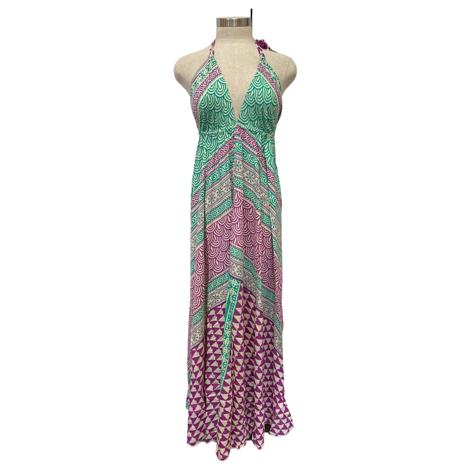 Cotton Block Print Long Halter Dress (3500) Karma Highway Cotton Block Print Long Halter Dress (3500) Karma Highway