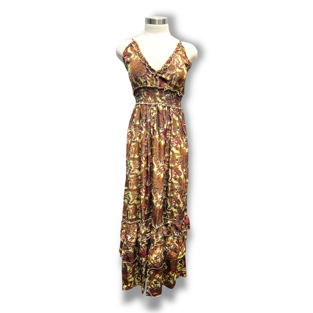 Polyester Printed Long Halter Dress (3087)