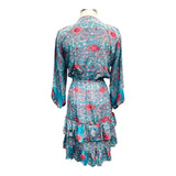 Printed Polyester Short Dress with Front Tie (3437)