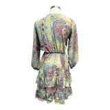 Printed Polyester Short Dress with Front Tie (3437)