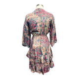 Printed Polyester Short Dress with Front Tie (3437)