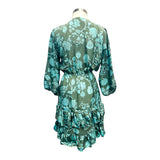 Printed Polyester Short Dress with Front Tie (3437)
