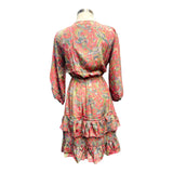Printed Polyester Short Dress with Front Tie (3437)