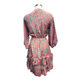 Printed Polyester Short Dress with Front Tie (3437)