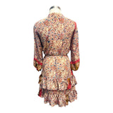 Printed Polyester Short Dress with Front Tie (3437)