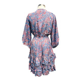 Printed Polyester Short Dress with Front Tie (3437)