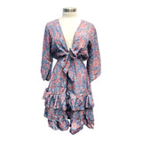Printed Polyester Short Dress with Front Tie (3437)
