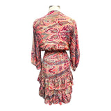 Printed Polyester Short Dress with Front Tie (3437)