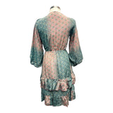 Printed Polyester Short Dress with Front Tie (3437)
