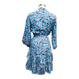 Printed Polyester Short Dress with Front Tie (3437)