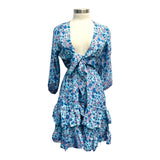 Printed Polyester Short Dress with Front Tie (3437)