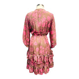 Printed Polyester Short Dress with Front Tie (3437)