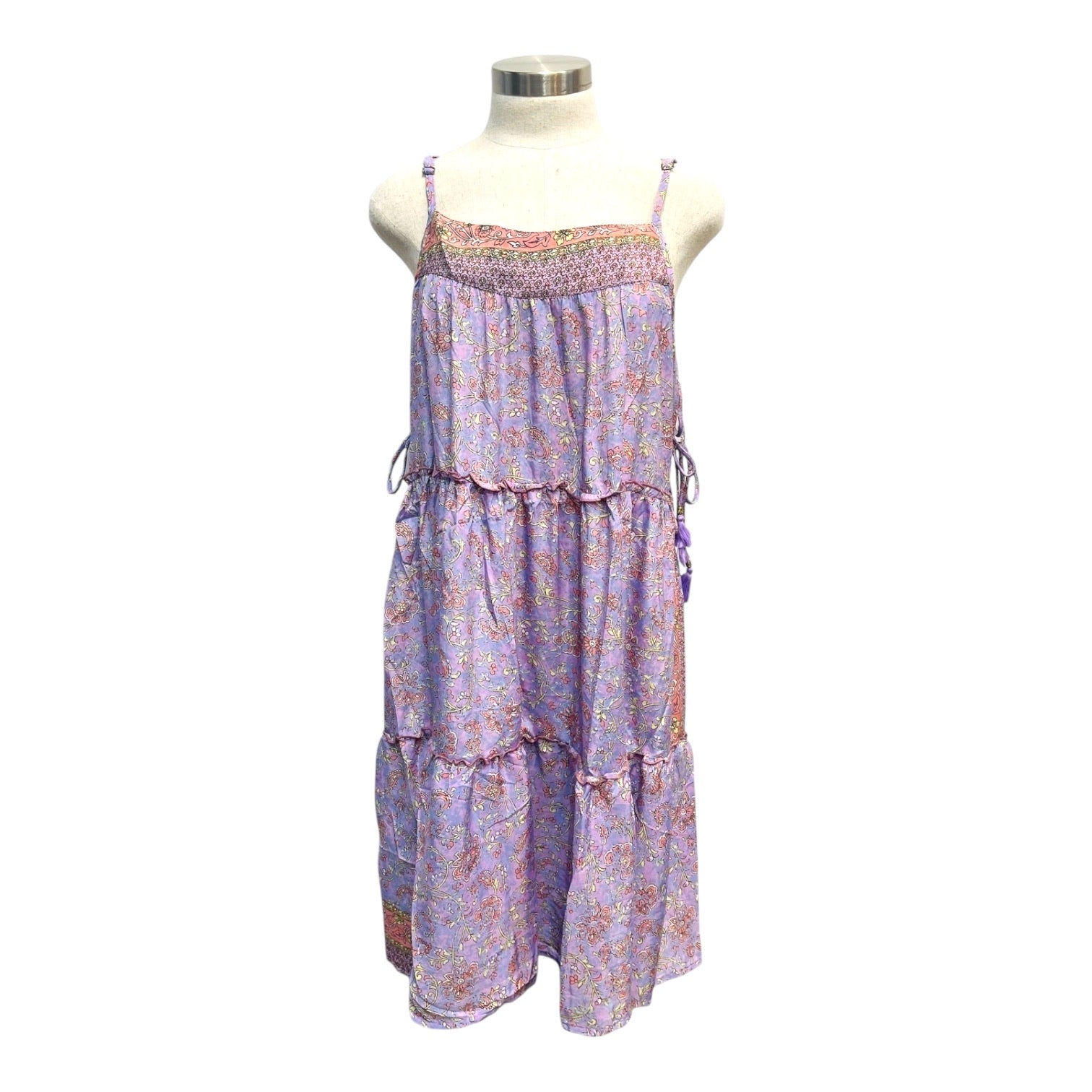 Printed Polyester Short Dress with Embroidery (3445)