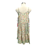 Printed Polyester Short Dress with Embroidery (3445)